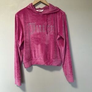 JUICY COUTURE Pink Velour Rhinestone Logo Hoodie - NWOT Large